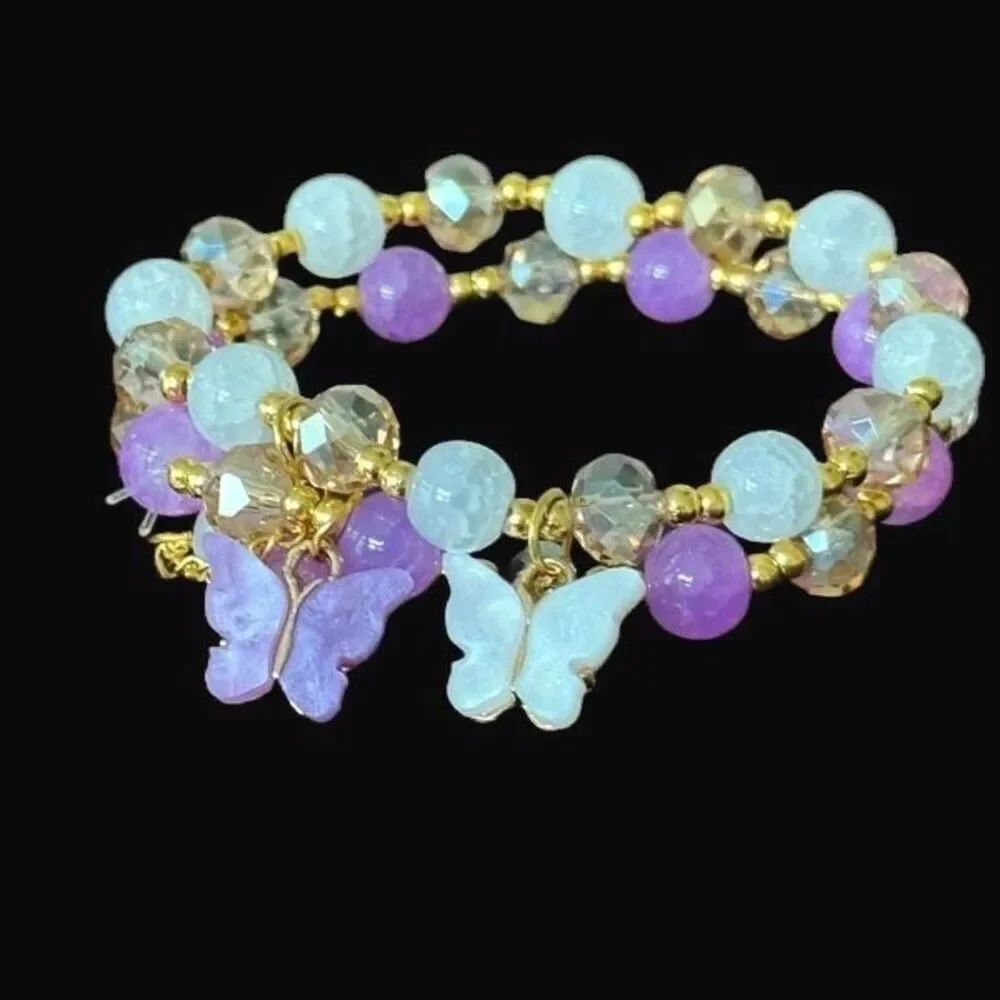 Sunset & Moonlight – Butterfly Beaded Bracelet Duo Gift Set